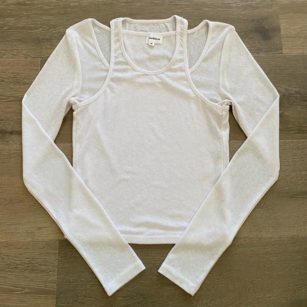 Superdown Aliciana Slub Knit Long Sleeve Slightly Sheer Blouse Top Revolve